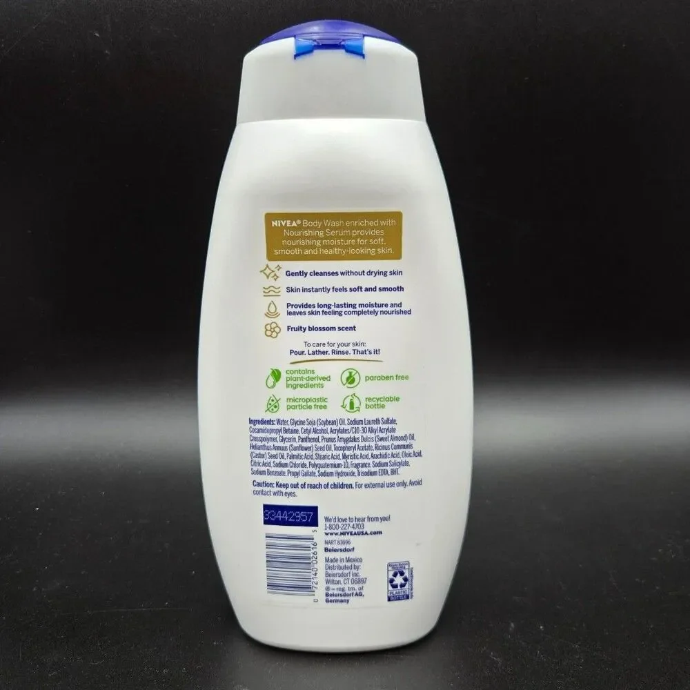 2-Pack NIVEA Botanical Blossom Nourishing Body Wash 20 fl oz with Serum New